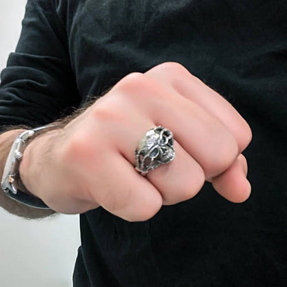 Sterling Silver Skeletal Hands Gothic Skull Claw Midsize Ring Karma Blingz