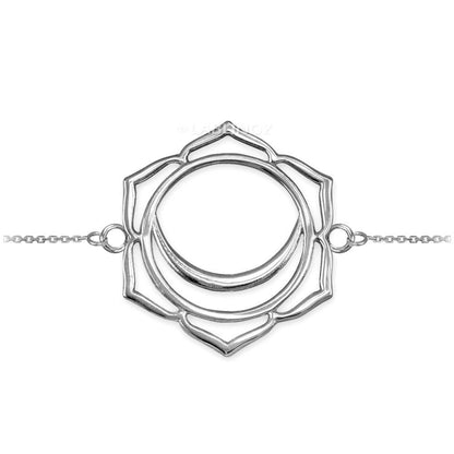 Silver Svadhishthana (Creativity) Chakra White Lotus Yoga Bracelet Karma Blingz