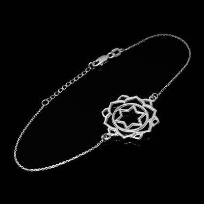 Sterling Silver Anahata (Love) Chakra White Lotus Yoga BraceletZB1513S Karma Blingz