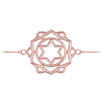 14K Gold Anahata (Love) Chakra Yoga Lotus Bracelet (yellow, white, rose gold) Karma Blingz