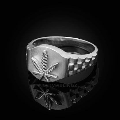 Sterling Silver Marijuana Leaf Ring Karma Blingz
