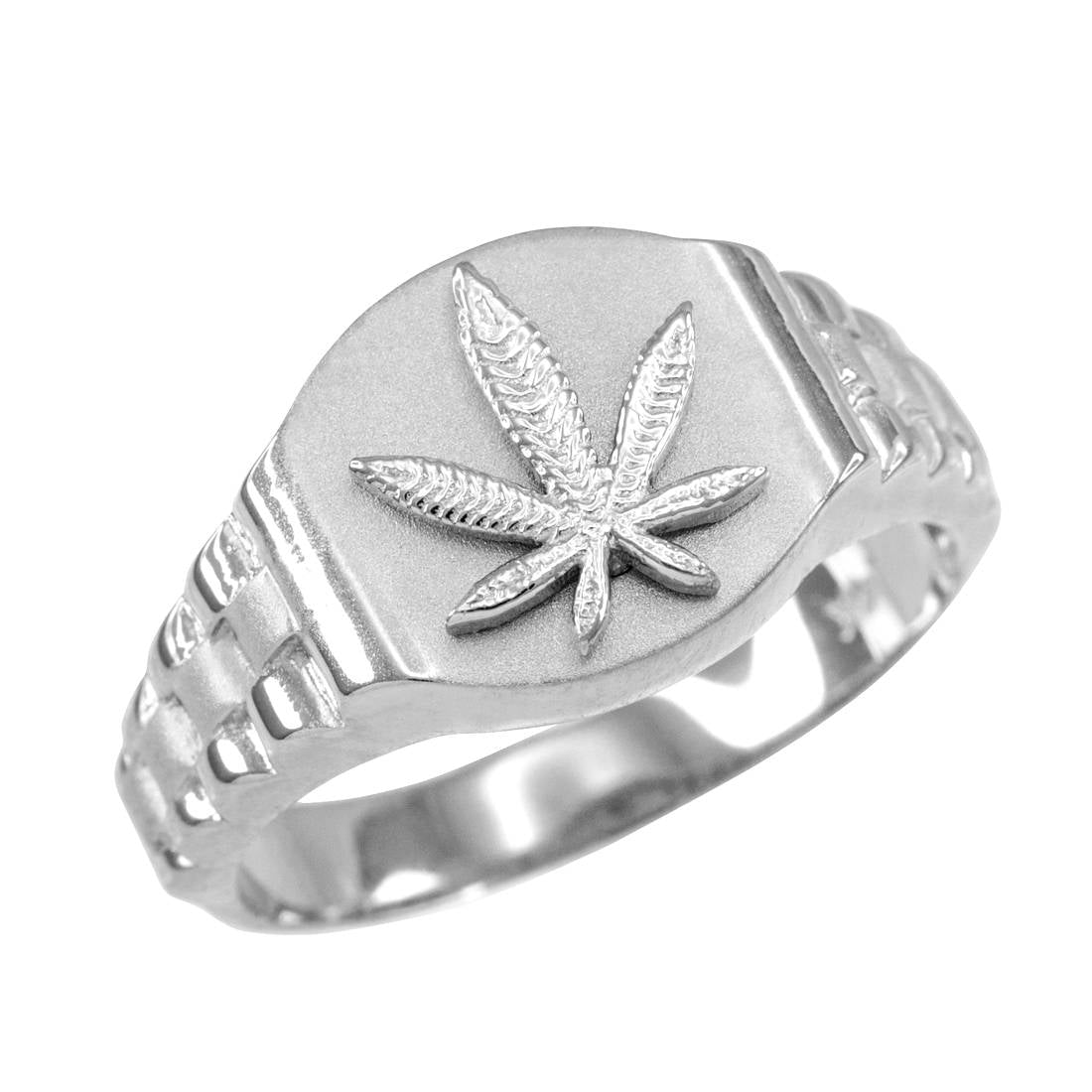 Sterling Silver Marijuana Leaf Ring Karma Blingz