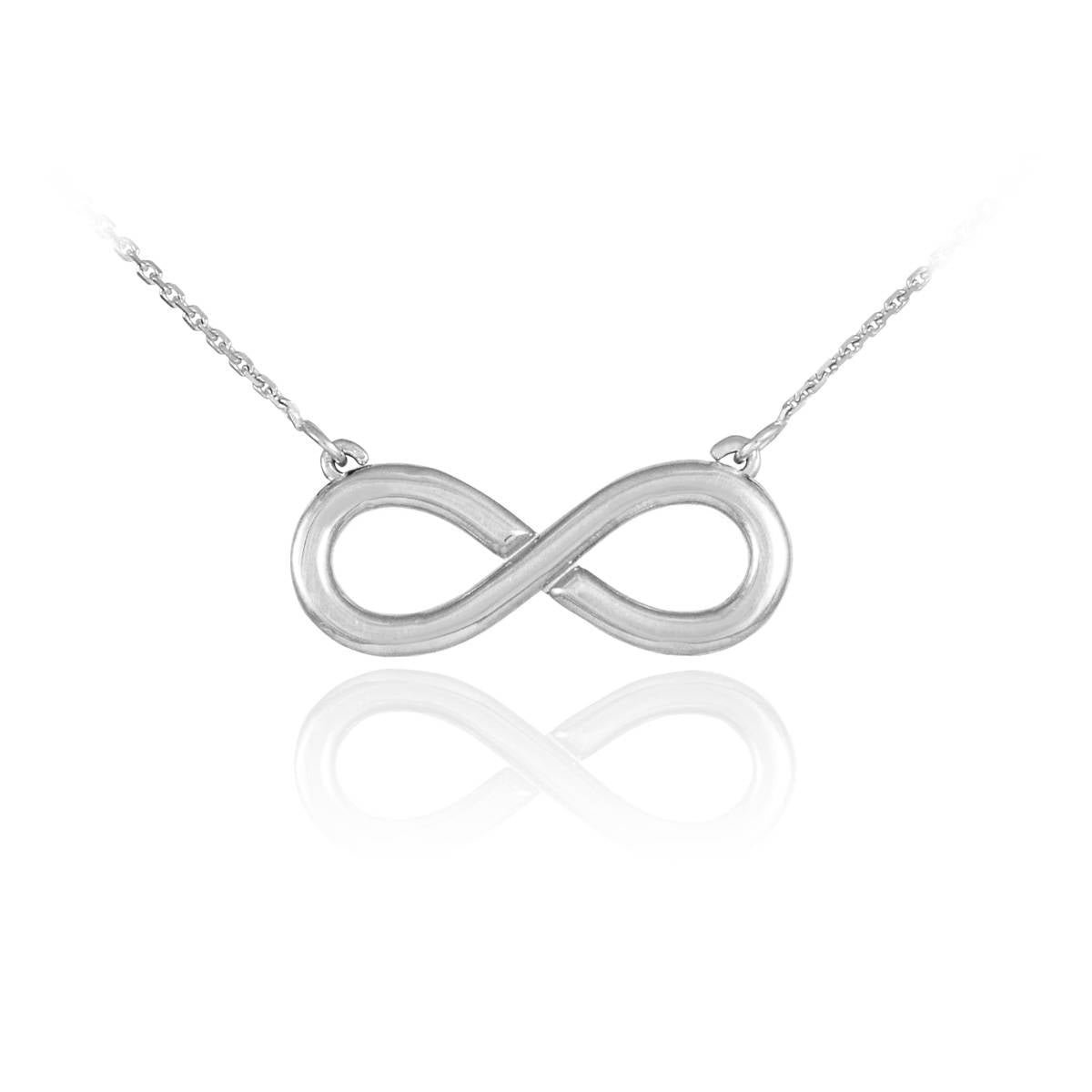 14K Polished Solid Gold Infinity Necklace (yellow, white, rose gold) Karma Blingz
