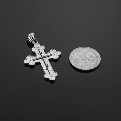 Gold Russian Eastern Orthodox Diamond Cross Pendant Necklace (yellow, white, rose gold) Karma Blingz
