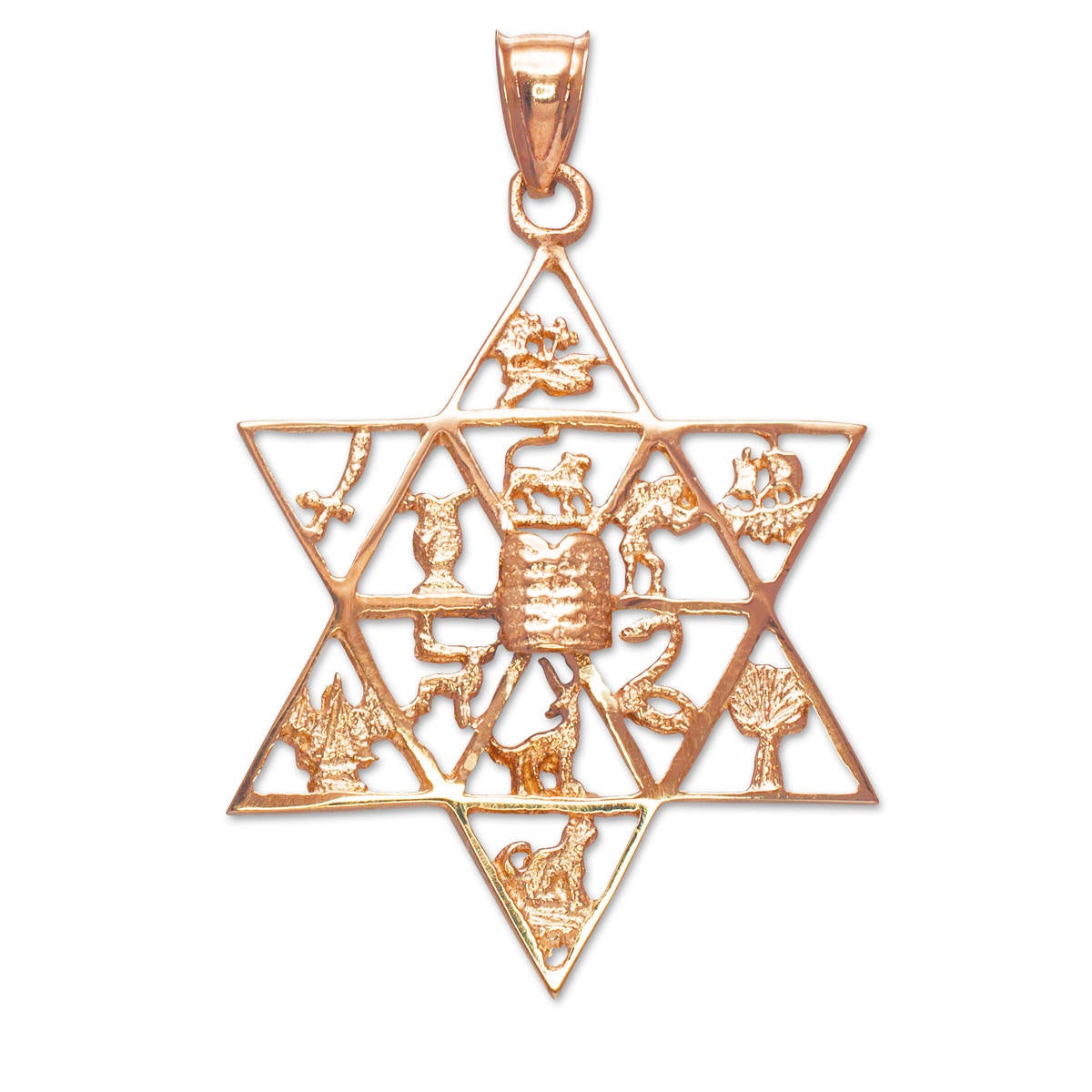 Gold Star of David Twelve 12 Tribes of Israel Jewish Pendant (yellow, white, rose gold, 10k, 14k) Karma Blingz