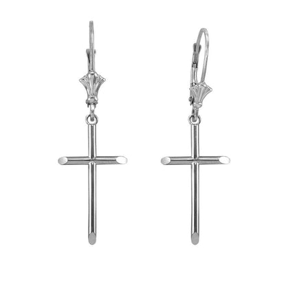 Sterling Silver Polished Tube Cross Earrings Karma Blingz