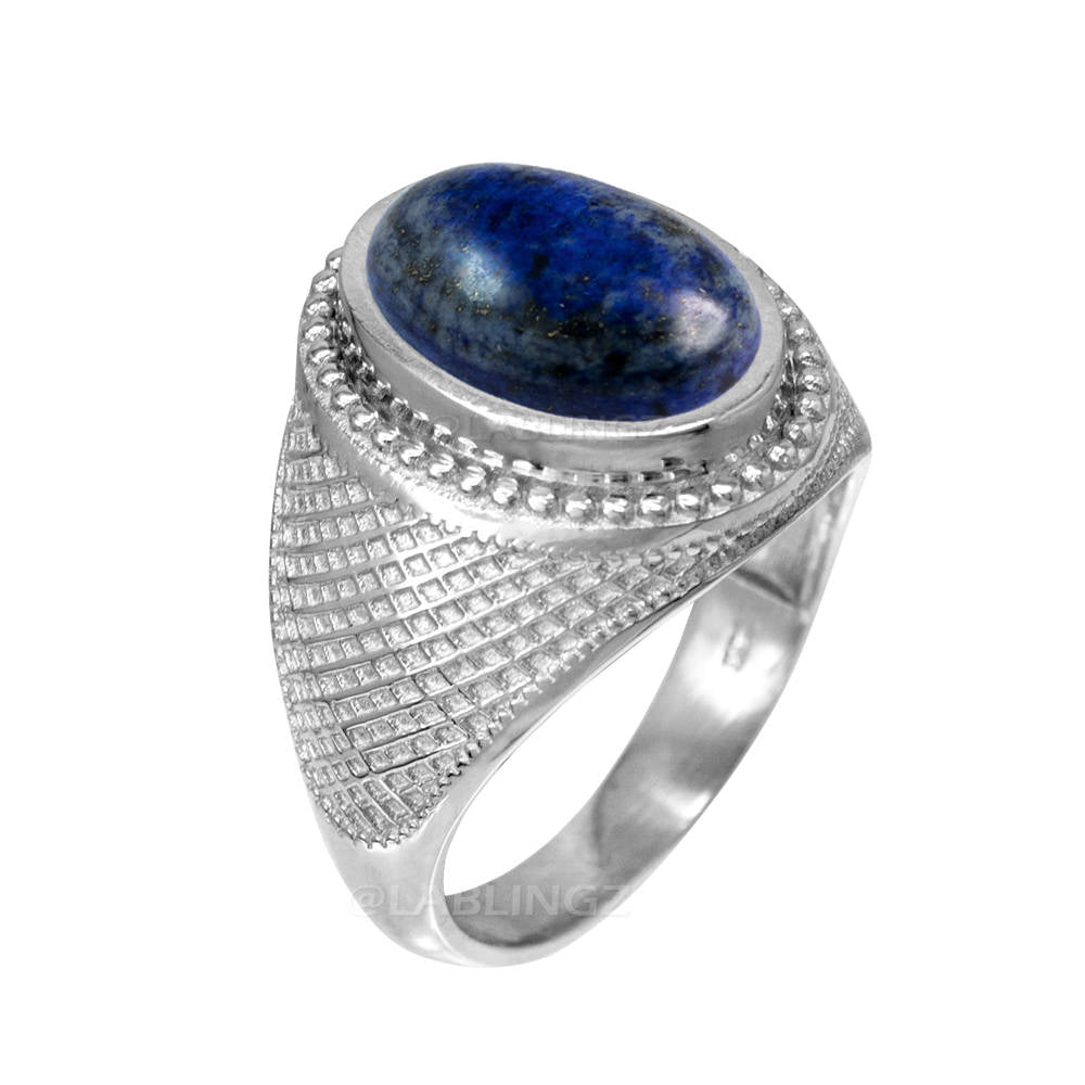 Sterling Silver Lapis Lazuli Gemstone Statement Ring Karma Blingz
