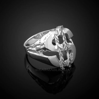 Sterling Silver Dollar Sign Cash Money Mens Hip-Hop Nugget Ring Karma Blingz