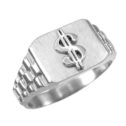 Sterling Silver Cash Money rolex style Dollar Sign Ring Karma Blingz