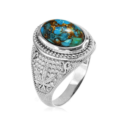Sterling Silver Blue Copper Turquoise Marijuana Ring Karma Blingz