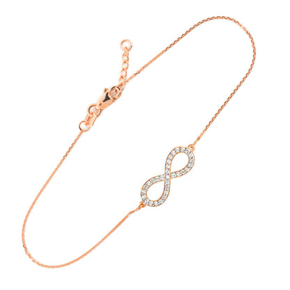 14K Gold Diamond Pave Infinity Bracelet (yellow, white, rose gold) Karma Blingz