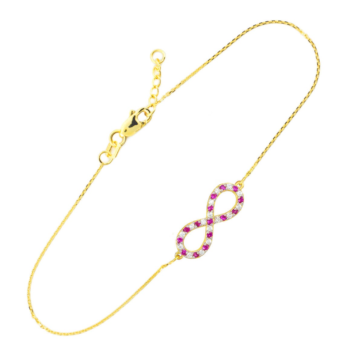 14K Gold Diamond and Ruby Infinity Bracelet (yellow, white, rose gold) Karma Blingz