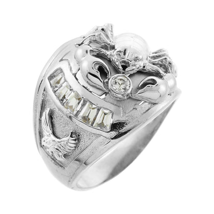 Mens Sterling Silver Scorpion CZ Statement White Eagle Ring Karma Blingz