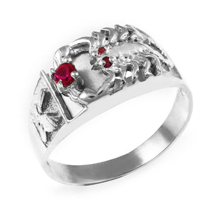 Sterling Silver Red CZ Mens Scorpion Ring Karma Blingz