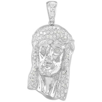 Iced Gold Jesus Face Mens CZ Pendant (yellow, white gold, 10k, 14k) Karma Blingz