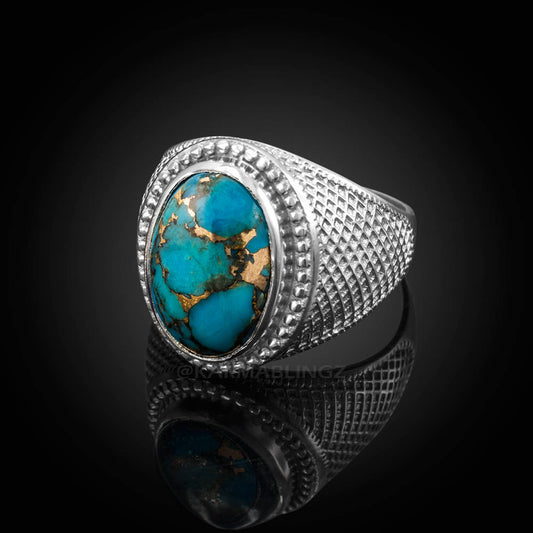 Sterling Silver Blue Copper Turquoise Statement Ring Karma Blingz