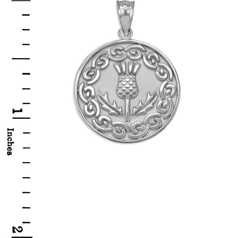 Gold Scottish Thistle Medallion Pendant Necklace (10k, 14k, yellow, white, rose gold) Karma Blingz