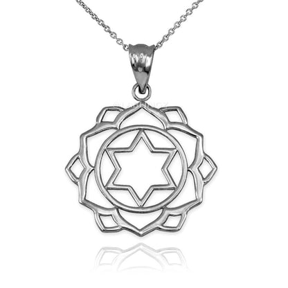 Sterling Silver Anahata (Love) Chakra Lotus Yoga Pendant Necklace Karma Blingz