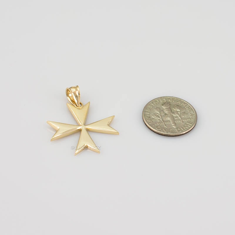 Gold Maltese Cross Pendant Necklace (yellow, white, rose gold) Karma Blingz