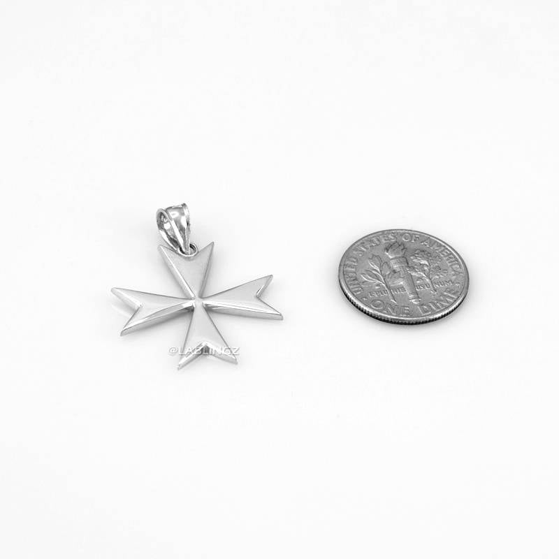 Sterling Silver Maltese Cross Pendant Necklace Karma Blingz