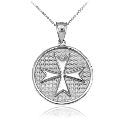 Solid Sterling Silver Maltese Cross Medal Pendant Necklace Karma Blingz