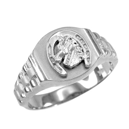 Sterling Silver Lucky Horseshoe Mens Good Luck Ring Karma Blingz