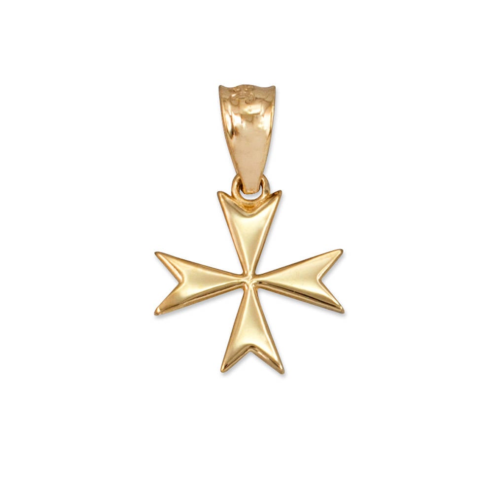 Gold Maltese Cross Womens Tiny Charm Necklace (yellow, white, rose gold) Karma Blingz