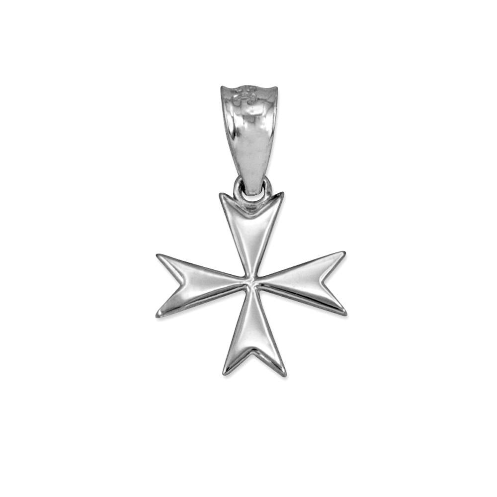 Sterling Silver Maltese Cross Womens Tiny Charm Necklace Karma Blingz