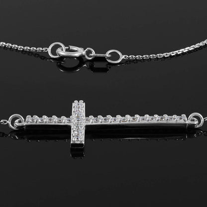 14K Gold Sideways Cross Diamond Necklace (yellow, white, rose gold) Karma Blingz