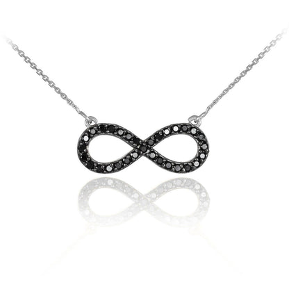 14K Gold Infinity Black Diamond Necklace (yellow, white, rose gold) Karma Blingz