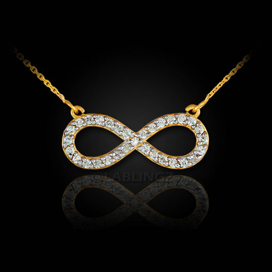 14K Gold Diamond Infinity Necklace (yellow, white, rose gold) Karma Blingz
