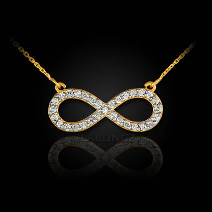 14K Gold Diamond Infinity Necklace (yellow, white, rose gold) Karma Blingz