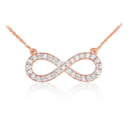 14K Gold Diamond Infinity Necklace (yellow, white, rose gold) Karma Blingz