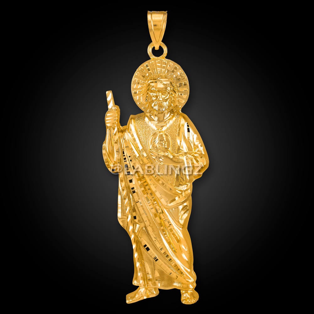 Gold Saint Jude Large Pendant (yellow, white, rose gold, 10k, 14k) Karma Blingz