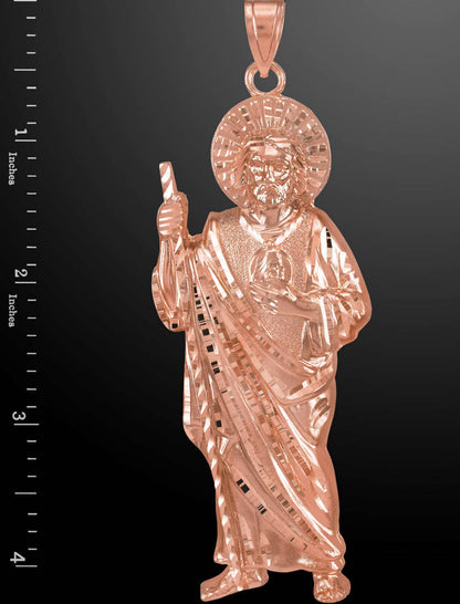 Gold Saint Jude Large Pendant (yellow, white, rose gold, 10k, 14k) Karma Blingz
