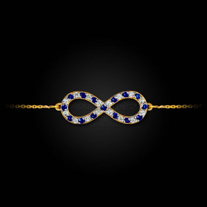 14K Gold Diamond and Sapphire Infinity Bracelet (yellow, white, rose gold) Karma Blingz