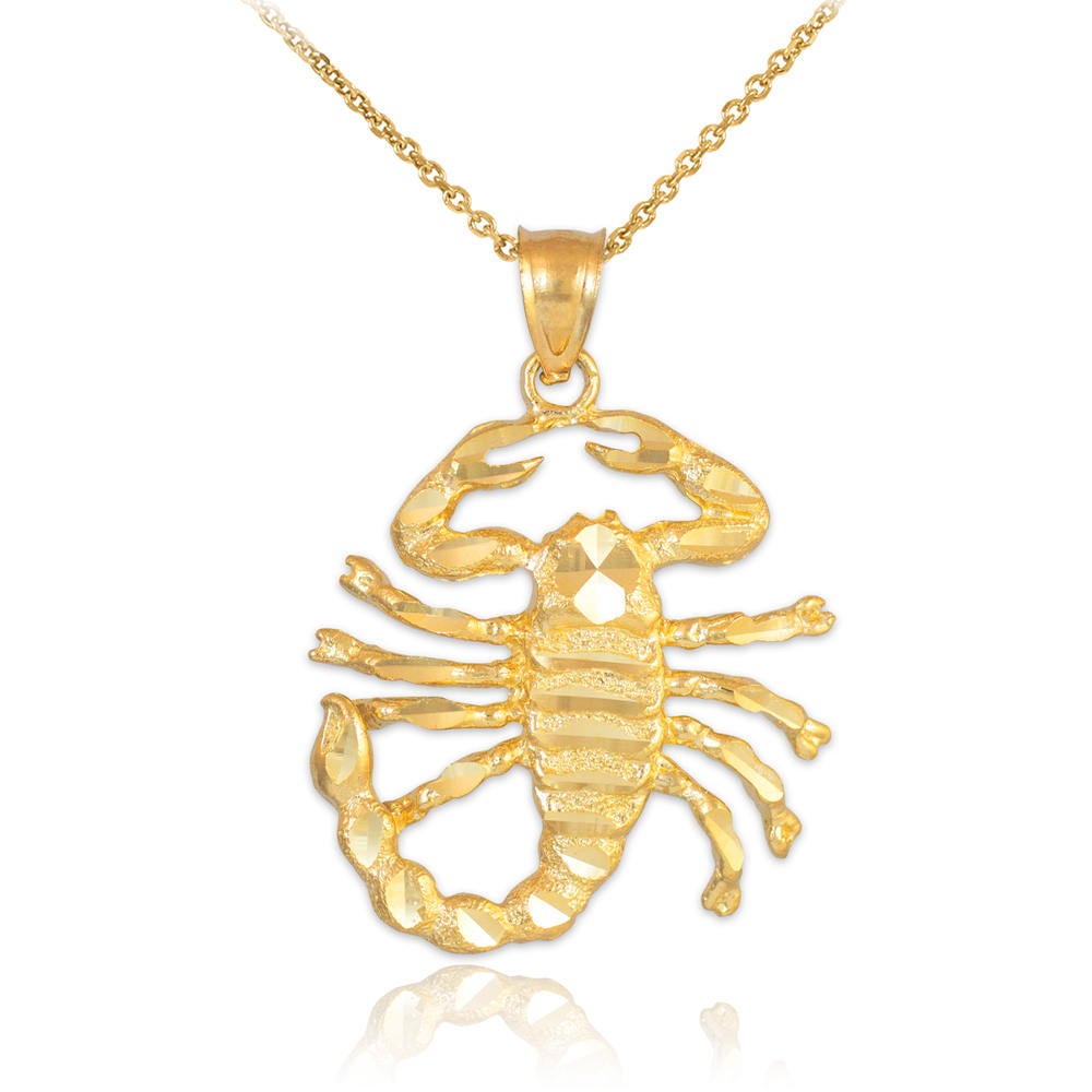 Solid Gold Scorpion Nugget Pendant Necklace (10k, 14k, yellow, white, rose gold) Karma Blingz