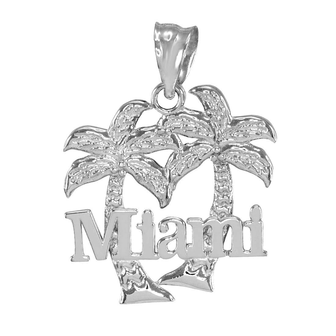 Sterling Silver Miami City Palm Trees Pendant Necklace Karma Blingz