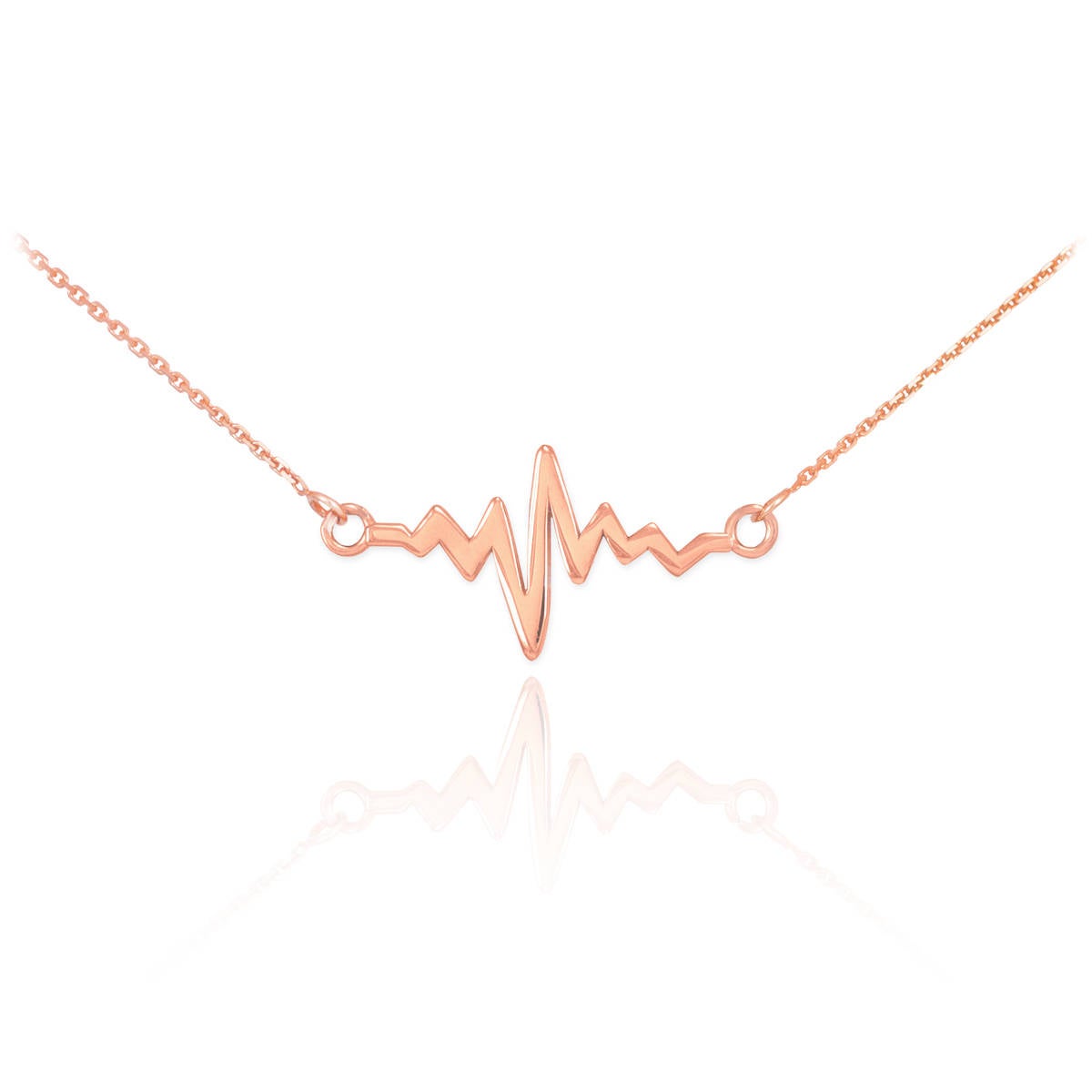 14K Gold Heartbeat Pulse EKG Necklace (yellow, white, rose gold) Karma Blingz