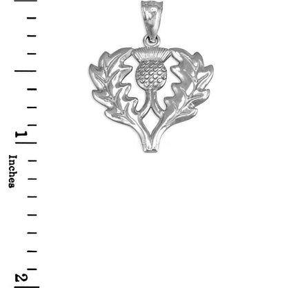 Gold Scottish Thistle Pendant Necklace (yellow, white, rose gold, 10k, 14k) Karma Blingz