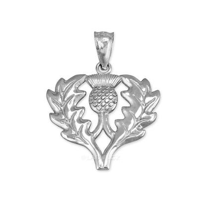 Polished Sterling Silver Scottish Thistle Pendant Necklace Karma Blingz