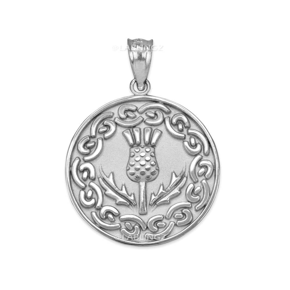 Gold Scottish Thistle Medallion Pendant Necklace (10k, 14k, yellow, white, rose gold) Karma Blingz