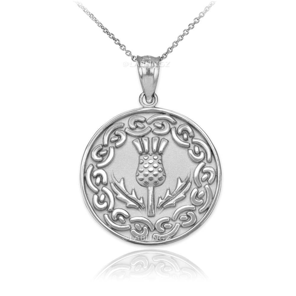 Sterling Silver Scottish Thistle Medallion Pendant Necklace Karma Blingz