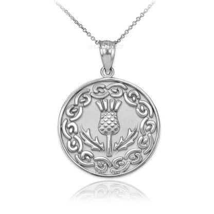 Sterling Silver Scottish Thistle Medallion Pendant Necklace Karma Blingz