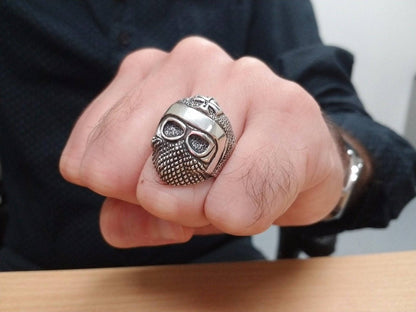 Sterling Silver Mens Maltese Cross Bandana Biker Ring Karma Blingz