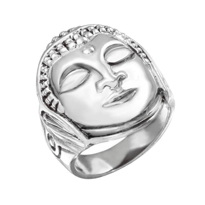 Sterling Silver Buddha Head Mens Tibetan Yoga Ring Karma Blingz