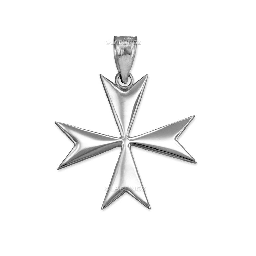 Sterling Silver Maltese Cross Pendant Necklace Karma Blingz