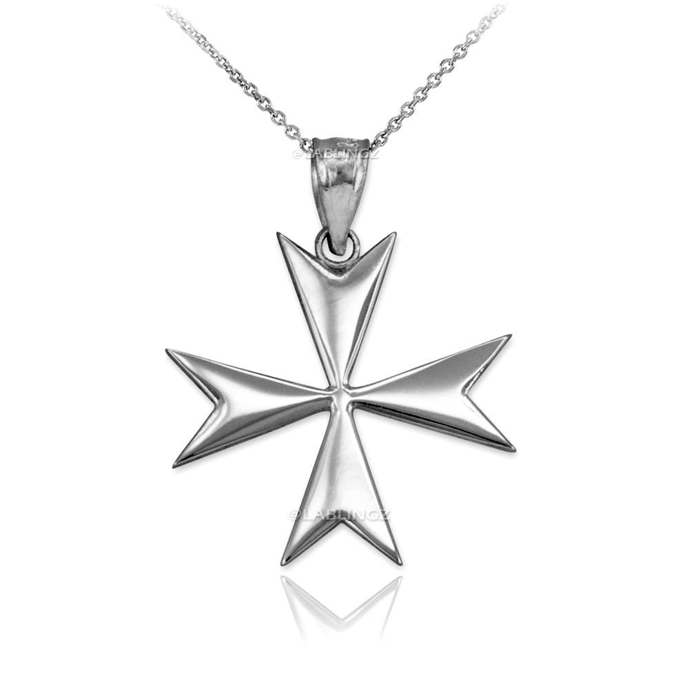 Sterling Silver Maltese Cross Pendant Necklace Karma Blingz