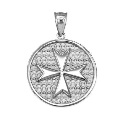 Solid Sterling Silver Maltese Cross Medal Pendant Necklace Karma Blingz