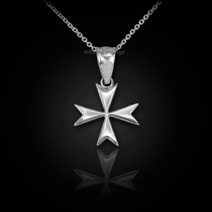 Gold Maltese Cross Womens Tiny Charm Necklace (yellow, white, rose gold) Karma Blingz
